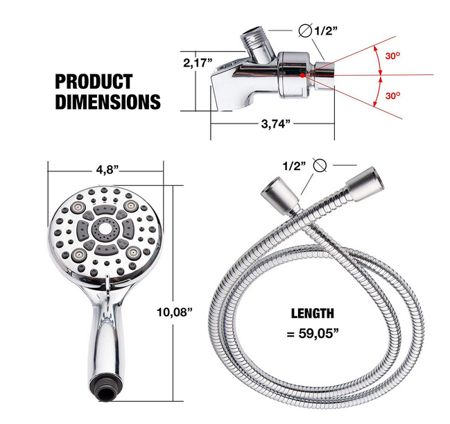 6 Functions Shower Head with Hand Shower