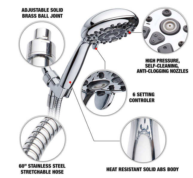 6 Functions Shower Head with Hand Shower